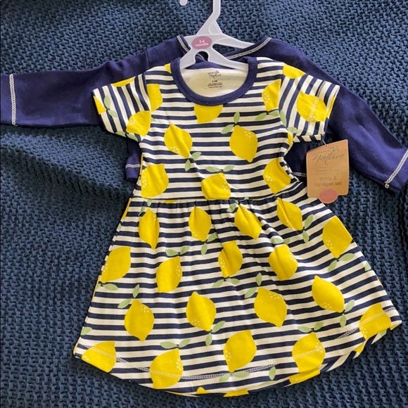Organic dress - Navy with Lemons - Cardigan too! - Picture 1 of 3